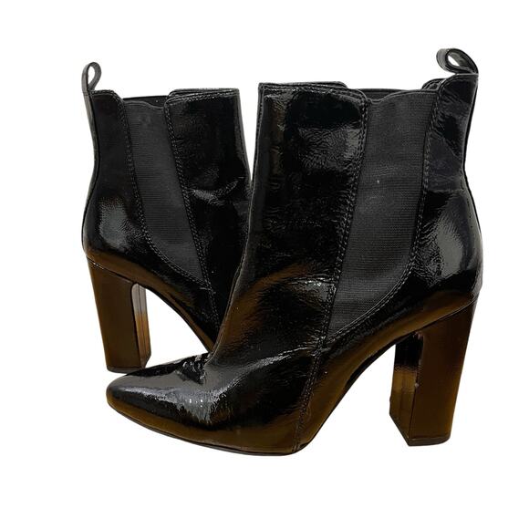 Vince Camuto Britzy Black Patent Leather Pointed Toe Bootie Size 8.5 - Picture 8 of 8